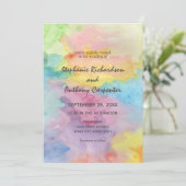 水彩抽象芸術カラフルお洒落おもしろい結婚の 招待状 (スタンド正面)