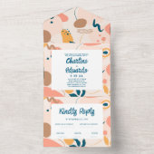 水彩抽象芸術カラフルパステル結婚ズ オールインワン招待状 (内側)