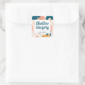 水彩抽象芸術カラフルパステル結婚ズ スクエアシール (バッグ)