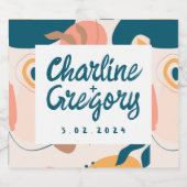 水彩抽象芸術カラフルパステル結婚ズ ビールラベル (シングルラベル)