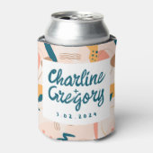 水彩抽象芸術カラフルパステル結婚ズ 缶クーラー (缶正面)