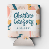 水彩抽象芸術カラフルパステル結婚ズ 缶クーラー (裏面)