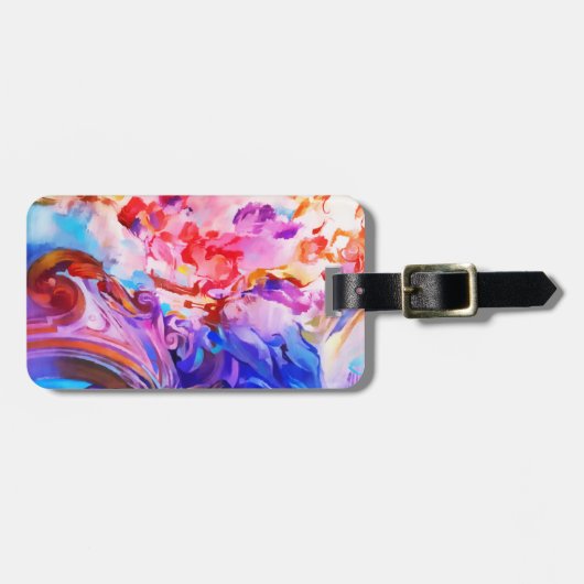 水彩抽象芸術カラフルブラシストロークアート ラゲッジタグ (正面横)