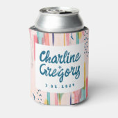 水彩抽象芸術カラフルブラシストロ結婚ーク 缶クーラー (缶裏面)