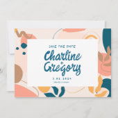水彩抽象芸術カラフル日付の保存 招待状 (正面)