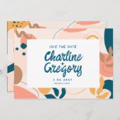 水彩抽象芸術カラフル日付の保存 招待状 (正面/裏面)