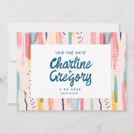 水彩抽象芸術カラフル日付の保存 招待状