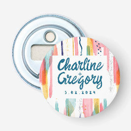 水彩抽象芸術カラフル結婚式日付の保存 栓抜き