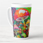 水彩抽象芸術キノコ カフェラテマグ (左アングル)