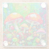 水彩抽象芸術キノコ ガラスコースター (裏面)