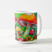 水彩抽象芸術キノコ コーヒーマグカップ (正面右)