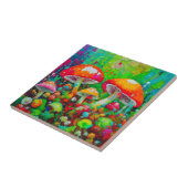 水彩抽象芸術キノコ タイル (側面)