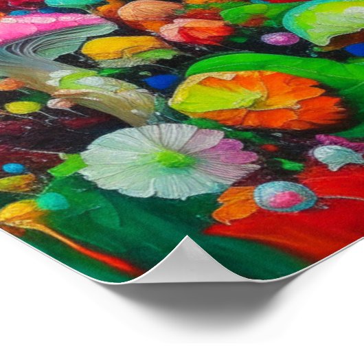 水彩抽象芸術キノコ ポスター (角)