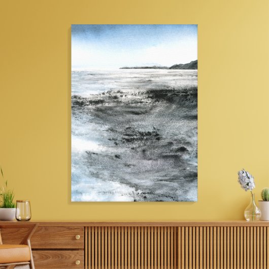 水彩抽象芸術コースタルロッキービーチ絵画ズ キャンバスプリント (インサイチュ (リビング))
