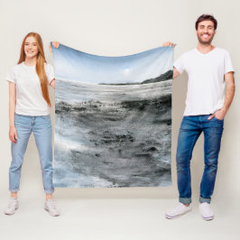 水彩抽象芸術コースタルロッキービーチ絵画ズ フリースブランケット