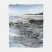 水彩抽象芸術コースタルロッキービーチ絵画ズ フリースブランケット (正面)