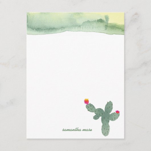 水彩抽象芸術サボテンありがとうノートカード ノートカード (正面)