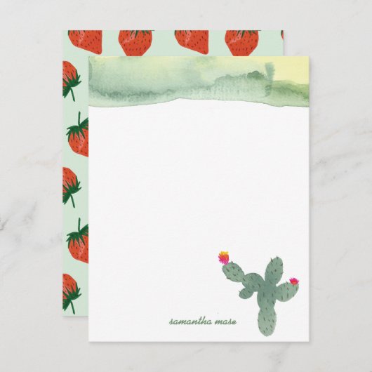 水彩抽象芸術サボテンありがとうノートカード ノートカード (正面/裏面)