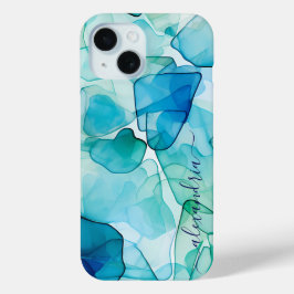 水彩抽象芸術シーガラス名物 iPhone 15ケース