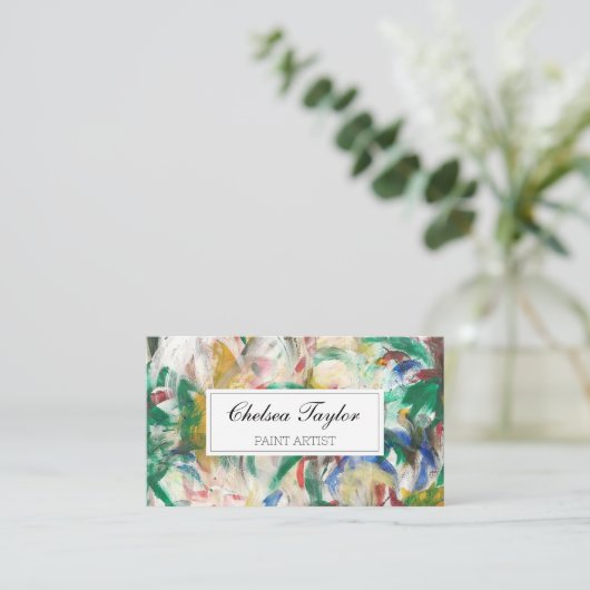 水彩抽象芸術スクリプトウェーブープロフェッショナル 名刺 (スタンド正面)