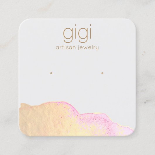水彩抽象芸術スタッド耳飾り表示ホルダー スクエア名刺 (正面)