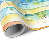 水彩抽象芸術ストライプ誕生日 ラッピングペーパー (ロールコーナー)