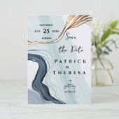 水彩抽象芸術セーブ・ザ・デート案内 招待状 (スタンド正面)