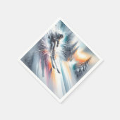 水彩抽象芸術ダウンヒルスキーヤー スタンダードカクテルナプキン (角)