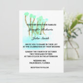 水彩抽象芸術ツリーティール（緑がかった色）ブアートルー結婚ズ 招待状 (スタンド正面)