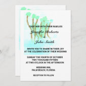 水彩抽象芸術ツリーティール（緑がかった色）ブアートルー結婚ズ 招待状 (正面/裏面)