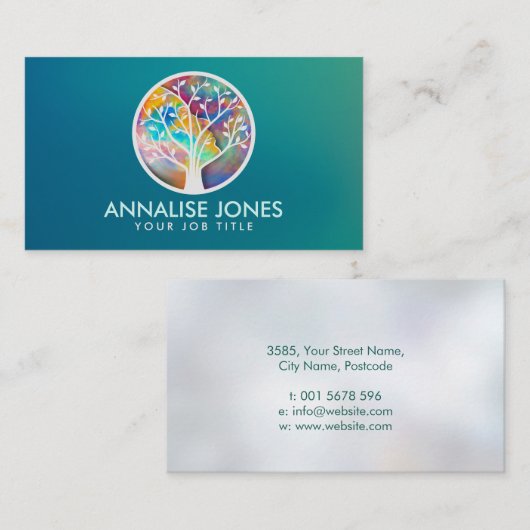 水彩抽象芸術ツリー – メス型プロファイル形状 名刺 (正面/裏面)