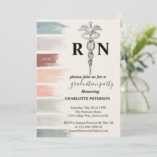 水彩抽象芸術ナース卒業パーティーの写真  招待状 (スタンド正面)