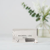 水彩抽象芸術ニュートラルグレー名刺 名刺 (スタンド正面)