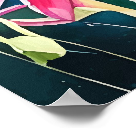 水彩抽象芸術ハミングバードウォールアート ポスター (角)