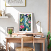 水彩抽象芸術ハミングバードウォールアート ポスター