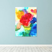 水彩抽象芸術バラ花キャンバス印刷 キャンバスプリント (インサイチュ (ウッドフロア))