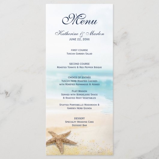 水彩抽象芸術ビーチヒトデ結婚ィス メニュー (正面)