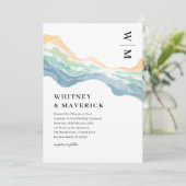 水彩抽象芸術ビーチフォト結婚式招待状 招待状 (スタンド正面)