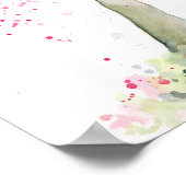 水彩抽象芸術ピンクさくらんぼツリー ポスター (角)