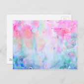 水彩抽象芸術ピンクパターン、ピンクフォレスト ポストカード (正面/裏面)