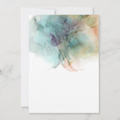 水彩抽象芸術ピーチ&グリーン結婚ズ 招待状 (裏面)