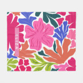 水彩抽象芸術フローラ名前をカスタムする フリースブランケット (正面(横))