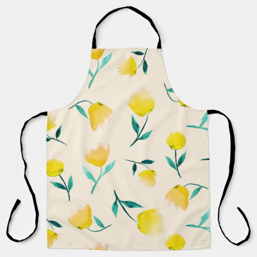 水彩抽象芸術フローラ牡丹パターン エプロン (正面)