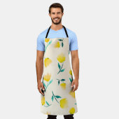 水彩抽象芸術フローラ牡丹パターン エプロン (着用した状態)