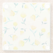 水彩抽象芸術フローラ牡丹パターン ガラスコースター (裏面)