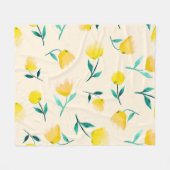 水彩抽象芸術フローラ牡丹パターン フリースブランケット (正面(横))