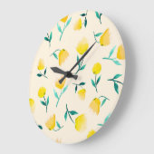 水彩抽象芸術フローラ牡丹パターン ラージ壁時計 (傾斜)