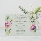 水彩抽象芸術フローラ結婚式招待状 招待状 (スタンド正面)