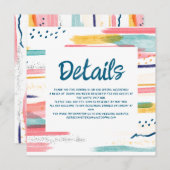 水彩抽象芸術ブカラフルラシ結婚の詳細 招待状 (正面/裏面)