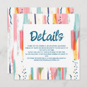 水彩抽象芸術ブカラフルラシ結婚の詳細 招待状 (正面/裏面)